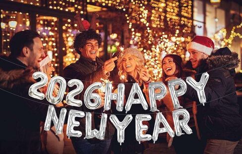Gold HAPPY NEW YEAR 2026 Balloons, 16 Inch 2026 Happy New Year Balloons Eve Party Supplies, New Years Decorations, NYE New Years 2026 Balloons in Saudi Arabia