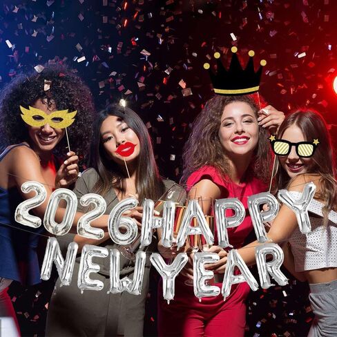 Gold HAPPY NEW YEAR 2026 Balloons, 16 Inch 2026 Happy New Year Balloons Eve Party Supplies, New Years Decorations, NYE New Years 2026 Balloons in Saudi Arabia