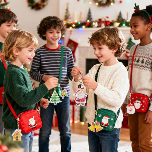 12 Pcs Christmas Diamond Art Keychains Party Favors, DIY 5D Christmas Ornaments Diamond Painting Keychains Kits, Xmas Crystal Arts Craft Keychain Winter Holiday Decorations Supplies in Saudi Arabia