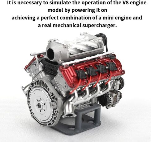 MAD Cison Mini V8 Engine Kit That Runs - Small Engine Building Kit for Adults, Suit for RC Cars AX90104 SCX10 Capra VS4-10 Pro/Ultra, Simulation Toy (With Supercharger) in Saudi Arabia