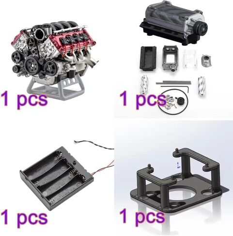 MAD Cison Mini V8 Engine Kit That Runs - Small Engine Building Kit for Adults, Suit for RC Cars AX90104 SCX10 Capra VS4-10 Pro/Ultra, Simulation Toy (With Supercharger) in Saudi Arabia