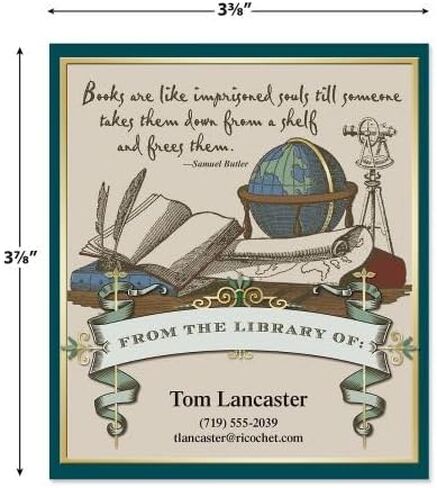 لوحات كتب مخصصة ذات طابع أثري - مجموعة مكونة من 36 قطعة، مقاس 3 × 3 ⅝ بوصة، ملصقات كتب ذاتية اللصق مخصصة، من Colourful Images in Saudi Arabia