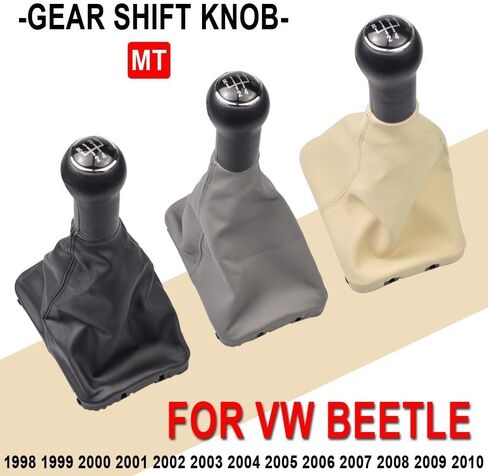5 Speed Gear Stick Shift Knob Leather Boot for VW Beetle 1998 1999 2000 2001 2002 2003 2004 2005 2006 2007 2008 2009 2010 (Black) in Kuwait