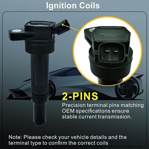 UF651 97390 Ignition Coil Iridium Platinum Spark Plugs Set for 2011 2012 2013 2014 2015 2016 Hyundai Elantra Coupe Elantra GT Tucson, 2014-2016 Kia Forte Soul 1.8L 2.0L L4 - Set of 4 in Saudi Arabia