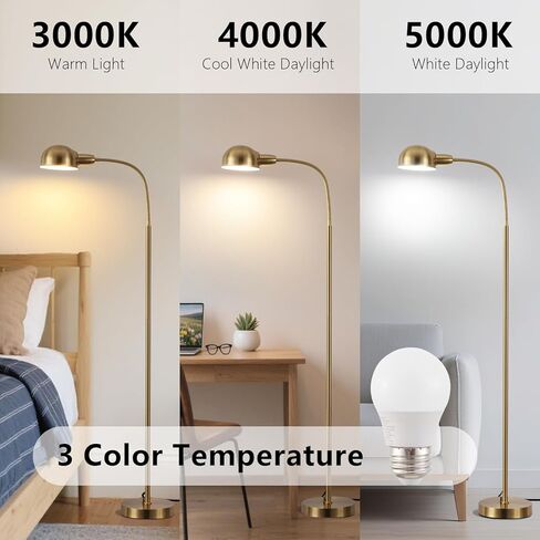 Adjustable Floor Reading Lamp Standing Lamps with Remote Control Gooseneck and Rotatable Shade, Modern for Living Room Bedroom Study Room Office Hotel in Saudi Arabia
