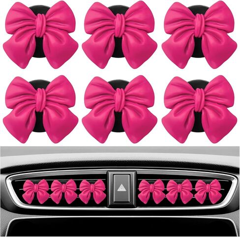 9 PCS Pink Bow Car Air Freshener, Automotive Cute Pink Bow Air Outlet Clips with Scent Pieces, Universal Coquette Car Air Vent Diffuser for Women and Girls in Saudi Arabia