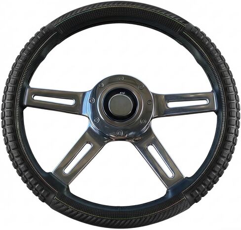 Semi Truck Steering Wheel Cover 18 Inch, Heavy Duty 17.5-18" Large Leather Wheel Wrap. 3D Massage Grip, Anti-Slip Rubber. Fits Big Rig, 18 Wheeler, RV, Bus. Ergonomic Truck Accessories (Black) in Saudi Arabia