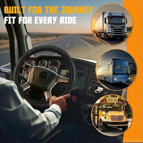 Semi Truck Steering Wheel Cover 18 Inch, Heavy Duty 17.5-18" Large Leather Wheel Wrap. 3D Massage Grip, Anti-Slip Rubber. Fits Big Rig, 18 Wheeler, RV, Bus. Ergonomic Truck Accessories (Black) in Saudi Arabia