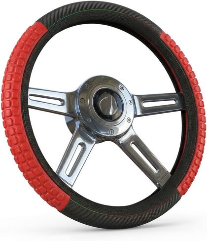 Semi Truck Steering Wheel Cover 18 Inch, Heavy Duty 17.5-18" Large Leather Wheel Wrap. 3D Massage Grip, Anti-Slip Rubber. Fits Big Rig, 18 Wheeler, RV, Bus. Ergonomic Truck Accessories (Black) in Saudi Arabia