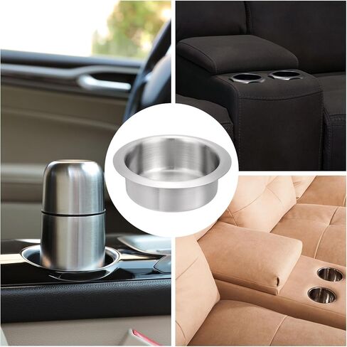 uxcell 2 Pcs 201 Stainless Steel Drop-in Cup, 1.38" x 4.2" Drink Can Holder Poker Table Cup Holder Insert for Sofa Boat Car Marine, Silver in Saudi Arabia