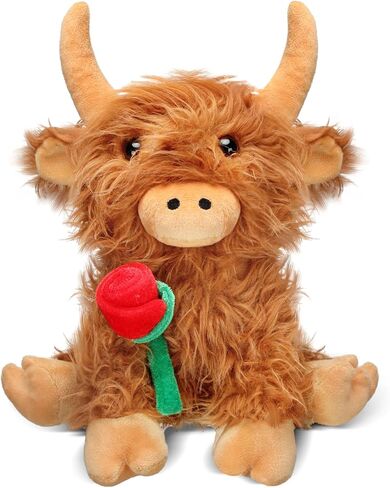 Civaner Valentine Dog Highland Cow Hippo Frog Stuffed Animal Plush Gift with Rose Funny Cute Stuffed Animal for Valentine Mother Christmas Party Gift, 11.8 Inches(Hippo) in Saudi Arabia
