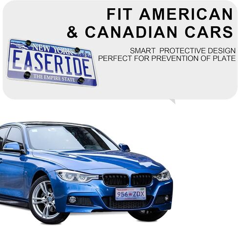 License Plate Cover, 2 Pack Clear License Plate Protector, Unbreakable Plastic Protective Shield with Screws Caps for Front Rear Car Tags, Fits Standard US Plate in Saudi Arabia