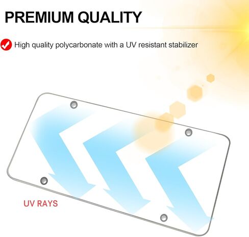 License Plate Cover, 2 Pack Clear License Plate Protector, Unbreakable Plastic Protective Shield with Screws Caps for Front Rear Car Tags, Fits Standard US Plate in Saudi Arabia