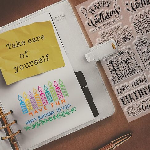 Happy Birthday Clear Stamps for DIY Scrapbooking Birthday Wishes Greetings Silicone Stamp Seals Transparent Stamps for Cards Making Photo Album Journal Home Decoration 8.27×5.83inch in Saudi Arabia