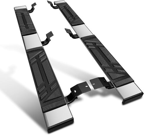 PM PERFORMOTOR 6.5" Running Boards Compatible with 2005-2023 Toyota Tacoma Extended Cab, Pair of Stainless Steel Side Rails Step Bars with 6 Pcs Brackets, Polished Chrome/Black in Saudi Arabia