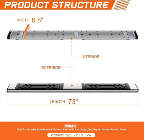PM PERFORMOTOR 6.5" Running Boards Compatible with 2005-2023 Toyota Tacoma Extended Cab, Pair of Stainless Steel Side Rails Step Bars with 6 Pcs Brackets, Polished Chrome/Black in Saudi Arabia