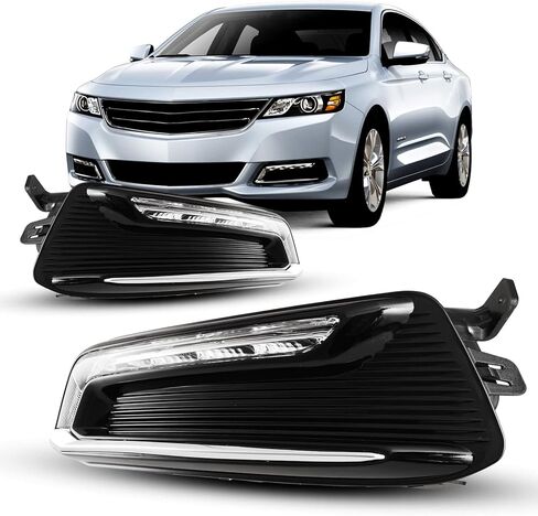 LED DRL Fog Lights Compatible for Chevy Impala 2014-2020 (Not for 14-16 Impala limited models) Fog Lamp Assembly Wiring Kit & Switch Included 1 Pair (Clear Lens) in Kuwait