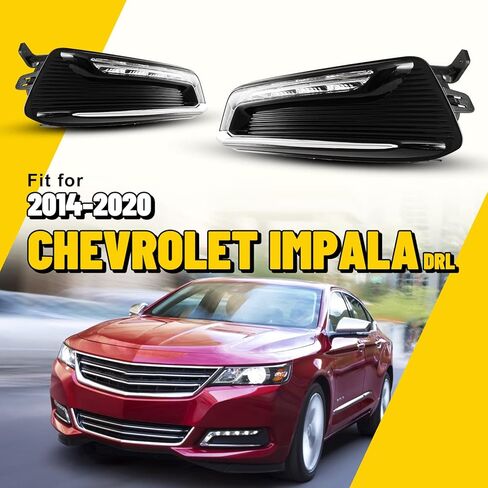مصابيح الضباب LED DRL متوافقة مع Chevy Impala 2014-2020 (ليست لنماذج 14-16 Impala المحدودة) مجموعة أسلاك مجموعة مصابيح الضباب والتبديل متضمن زوج واحد (عدسة شفافة) in Saudi Arabia