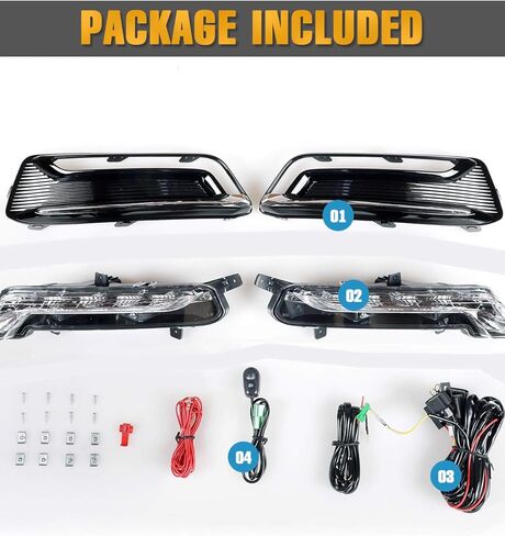مصابيح الضباب LED DRL متوافقة مع Chevy Impala 2014-2020 (ليست لنماذج 14-16 Impala المحدودة) مجموعة أسلاك مجموعة مصابيح الضباب والتبديل متضمن زوج واحد (عدسة شفافة) in Saudi Arabia
