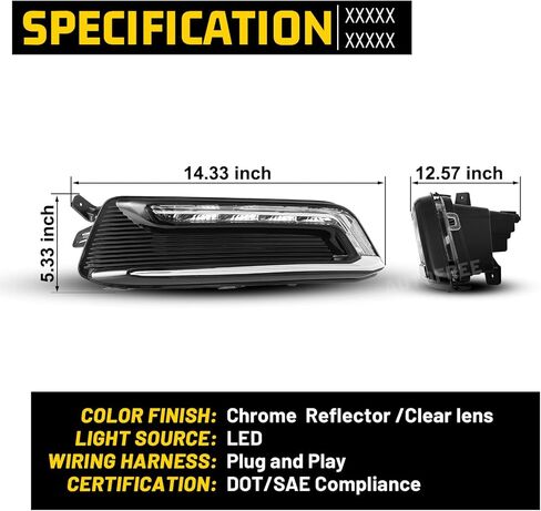 مصابيح الضباب LED DRL متوافقة مع Chevy Impala 2014-2020 (ليست لنماذج 14-16 Impala المحدودة) مجموعة أسلاك مجموعة مصابيح الضباب والتبديل متضمن زوج واحد (عدسة شفافة) in Saudi Arabia