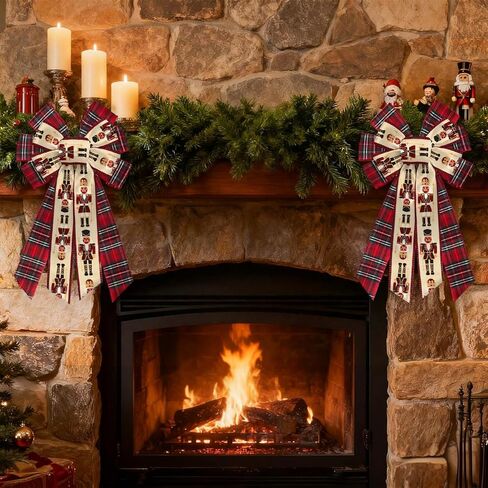 2 Rolls Christmas Ribbons for Crafting, 2.5" ×10 Yards Xmas Wired Edge Ribbon Red Buffalo Plaid Ribbos Cartoon Character Craft Ribbons for Gift Wrapping Christmas Decorations Supplies in Saudi Arabia