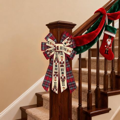 2 Rolls Christmas Ribbons for Crafting, 2.5" ×10 Yards Xmas Wired Edge Ribbon Red Buffalo Plaid Ribbos Cartoon Character Craft Ribbons for Gift Wrapping Christmas Decorations Supplies in Saudi Arabia