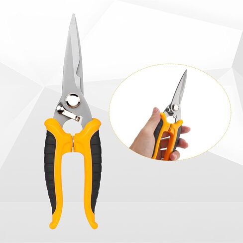 8 Inch Heavy Duty Household Scissors, Multi-Purpose Electrician Snips with Stainless Steel Blades & TPR Comfort Grip, Precision Wire Cutter Cutting for Copper Wire, Aluminum Wire & Iron Wire ≤⌀0.5MM in Saudi Arabia