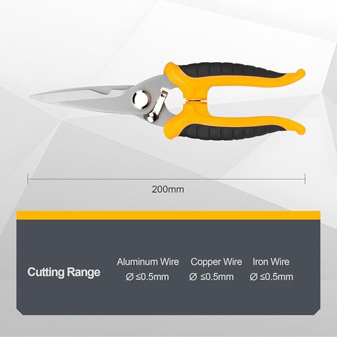 8 Inch Heavy Duty Household Scissors, Multi-Purpose Electrician Snips with Stainless Steel Blades & TPR Comfort Grip, Precision Wire Cutter Cutting for Copper Wire, Aluminum Wire & Iron Wire ≤⌀0.5MM in Saudi Arabia