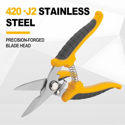 8 Inch Heavy Duty Household Scissors, Multi-Purpose Electrician Snips with Stainless Steel Blades & TPR Comfort Grip, Precision Wire Cutter Cutting for Copper Wire, Aluminum Wire & Iron Wire ≤⌀0.5MM in Saudi Arabia