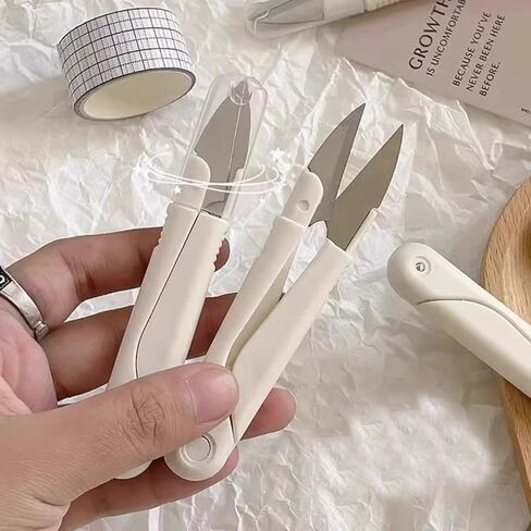 Compact U Shaped Portable Scissors with Protective Safety Cover for Yarn, Cross-Stitch, Thread, Sewing Trimming Snips in Saudi Arabia