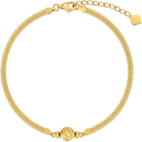 SISGEM 18K Real Gold Anklets for Women, Yellow Gold Durable Italian Link Chain Ankle Bracelet with Lobster Claw Jewelry Gift for Her 8"-10" in Saudi Arabia