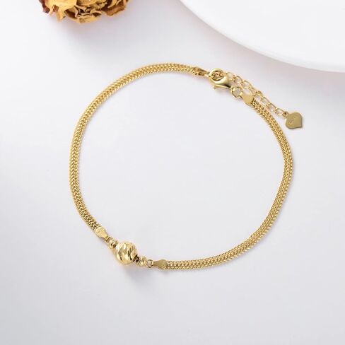 SISGEM 18K Real Gold Anklets for Women, Yellow Gold Durable Italian Link Chain Ankle Bracelet with Lobster Claw Jewelry Gift for Her 8"-10" in Saudi Arabia
