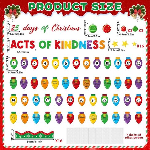 Christmas Bulletin Board Set Christmas Kindness Classroom Decoration Xmas Countdown Bulletin Board Winter Xmas Star Colorful Light Bulb Cutouts for Holiday Classroom Home School Chalkboard Wall Decor in Kuwait