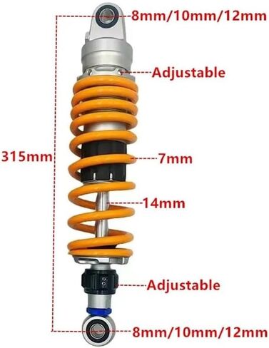1pcs 305mm-380mm motorcycle Rear Adjust damping shock absorber Fit For H-nda Ymh Rear suspension(Round 315mm) in Kuwait
