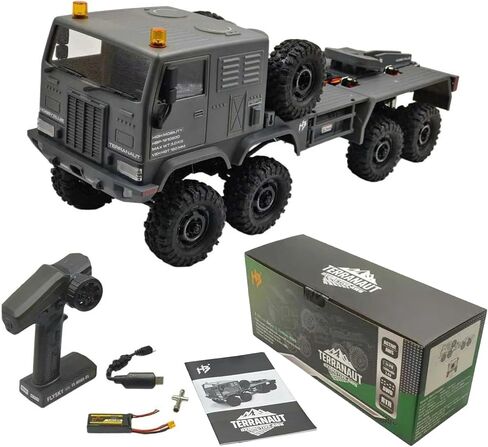 HOBBYPLUS Helidirect 1/18 RC Crawler CR18P Terranaut 8x8 RC Truck سيارة تحكم عن بعد مع قفل كامل 8WD RTR توجيه نشط لجميع العجلات، ناقل حركة بسرعتين، ونش استرداد، أضواء LED (رمادي) in Kuwait