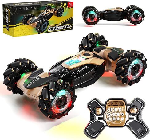 RC Stunt Car with Lights & Music for Kids, 2.4GHz Remote Control Car, 360° Rotation Off-Road Toy Car, Christmas Holiday Toys for Teens in Saudi Arabia