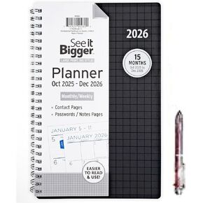 PlanAhead See It Bigger أكتوبر 2025 - ديسمبر 2026 مخطط أكاديمي شهري/أسبوعي، 8.75 بوصة × 5.5 بوصة × 0.5 بوصة / حجم متوسط، وقلم حبر ملون متعدد الألوان 6 في 1 من TheBeliver LLC. in Kuwait
