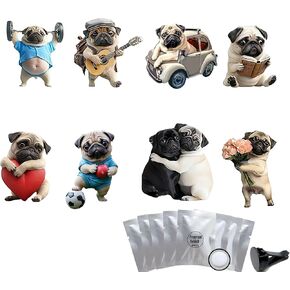 8PCS cute Pug acrylic car vent diffuser, 2D prank Havana cigar car diffuser, cute car freshener, fun and fashionable interior accessories, air outlet clip decoration in Kuwait