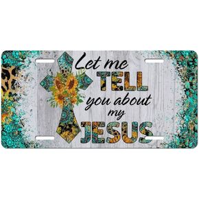 Blessed Sunflower License Plate for Women – Turquoise Teal Leopard Rustic Floral Car Tag – Cute Western Cowgirl Aesthetic Decorative Front Plate for Truck SUV in Saudi Arabia