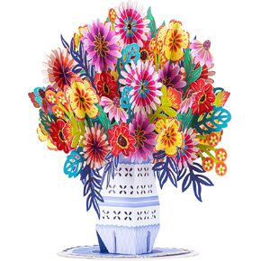 Paper Love HugePop 3D Blissful Bouquet Pop Up Card, with Detachable Paper Flower Bouquet, Gift for Birthday, Anniversary, Thank You, All Occasion - Jumbo 10" x 14" Cards - Includes Envelope and Note in Kuwait