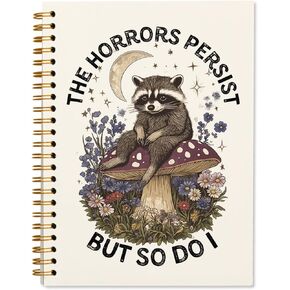 Cute Raccoon Notebook Journal for Women Girls, Funny Journaling Notebooks Study Office Work Travel Notebook Gifts for Women Girls Kids Teens, The Horrors Persist But So Do I, 5.5x8.3 in Saudi Arabia
