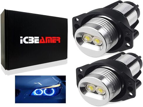ICBEAMER LED Angel Eyes Halo Ring Marker Light، اللون: أبيض متوافق مع BMW Pre-LCI E90 E91 325i 328i 330i 335i 335xi 2006-2008 LED 12V 6W، استبدل مصابيح إضاءة مصنع OEM، [عبوة من قطعتين] in Kuwait