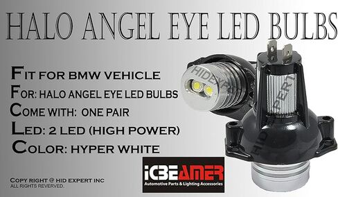 ICBEAMER LED Angel Eyes Halo Ring Marker Light، اللون: أبيض متوافق مع BMW Pre-LCI E90 E91 325i 328i 330i 335i 335xi 2006-2008 LED 12V 6W، استبدل مصابيح إضاءة مصنع OEM، [عبوة من قطعتين] in Kuwait