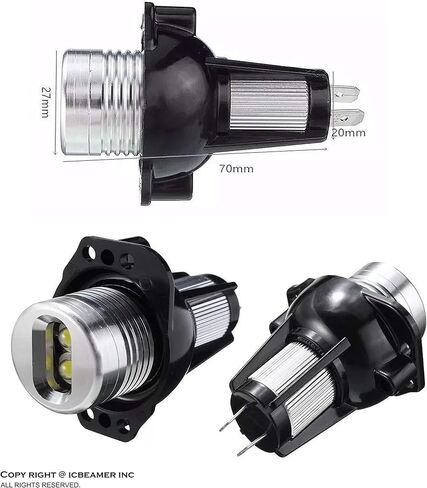 ICBEAMER LED Angel Eyes Halo Ring Marker Light، اللون: أبيض متوافق مع BMW Pre-LCI E90 E91 325i 328i 330i 335i 335xi 2006-2008 LED 12V 6W، استبدل مصابيح إضاءة مصنع OEM، [عبوة من قطعتين] in Kuwait