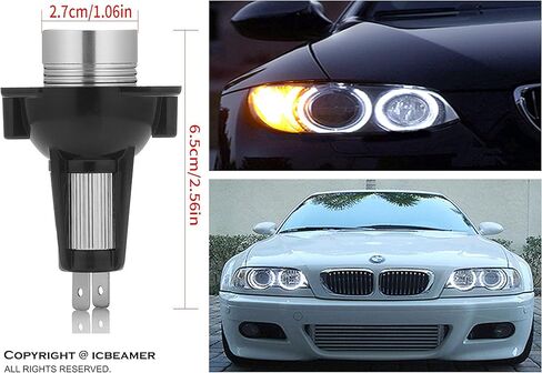 ICBEAMER LED Angel Eyes Halo Ring Marker Light، اللون: أبيض متوافق مع BMW Pre-LCI E90 E91 325i 328i 330i 335i 335xi 2006-2008 LED 12V 6W، استبدل مصابيح إضاءة مصنع OEM، [عبوة من قطعتين] in Kuwait