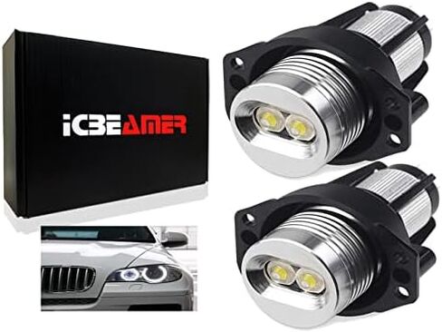 ICBEAMER LED Angel Eyes Halo Ring Marker Light، اللون: أبيض متوافق مع BMW Pre-LCI E90 E91 325i 328i 330i 335i 335xi 2006-2008 LED 12V 6W، استبدل مصابيح إضاءة مصنع OEM، [عبوة من قطعتين] in Kuwait