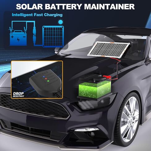 OYMSAE White 10W Solar Car Battery Charger Portable 12V Trickle Battery Charger & Maintainer Waterproof Solar Panel for Car Boat Automotive RV in Saudi Arabia
