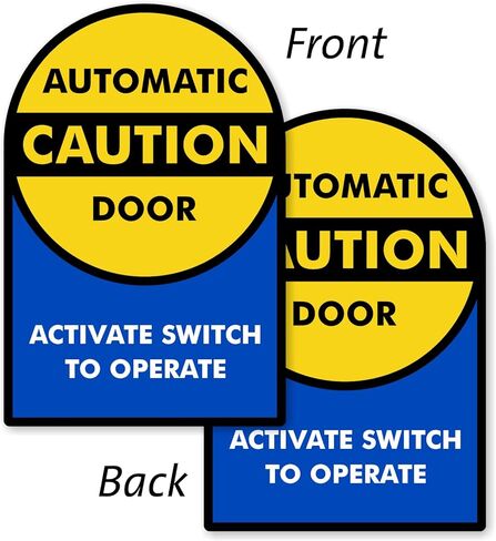 SmartSign - L-245-W2-6OD "Caution - Automatic Door" Two-Sided Glass Door Decal | 6" Diameter Black on Yellow in Saudi Arabia