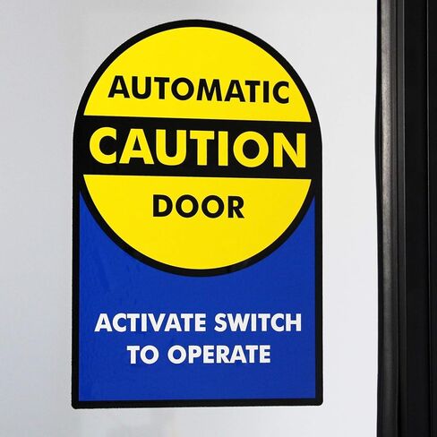 SmartSign - L-245-W2-6OD "Caution - Automatic Door" Two-Sided Glass Door Decal | 6" Diameter Black on Yellow in Saudi Arabia