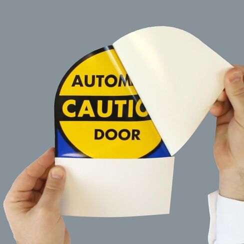 SmartSign - L-245-W2-6OD "Caution - Automatic Door" Two-Sided Glass Door Decal | 6" Diameter Black on Yellow in Saudi Arabia